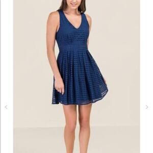 Francescas Miami Navy Blue Dress Diamond Cutout Party Summer Glam - Sz S